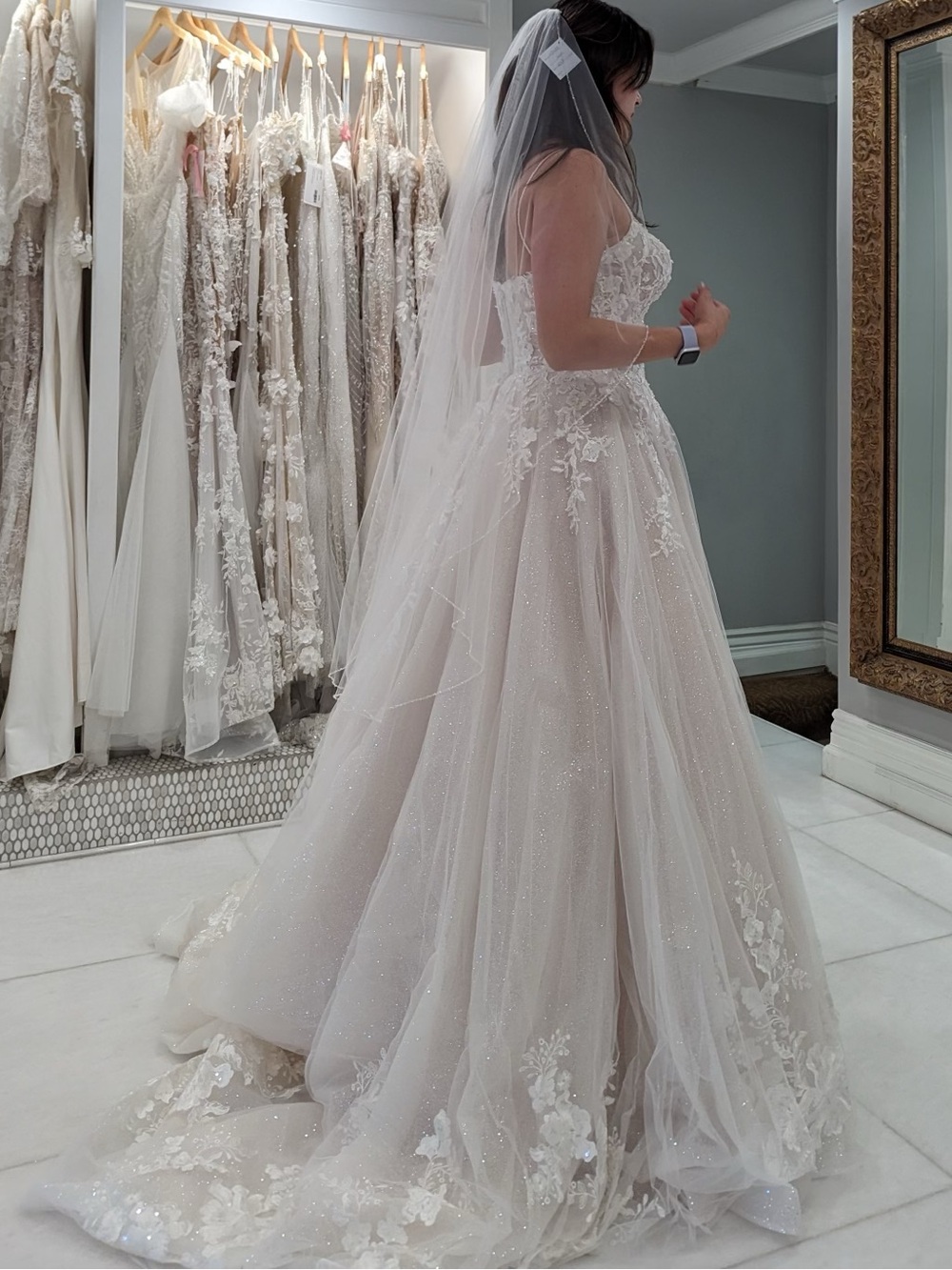 Maggie Sottero Sparkling Ivory Lace Ball Gown Wedding Dress Style Casey - Picture 2 of 4